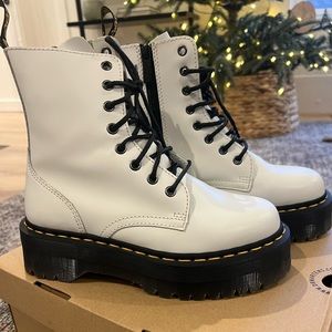 White platform Dr Marten Jadon boots